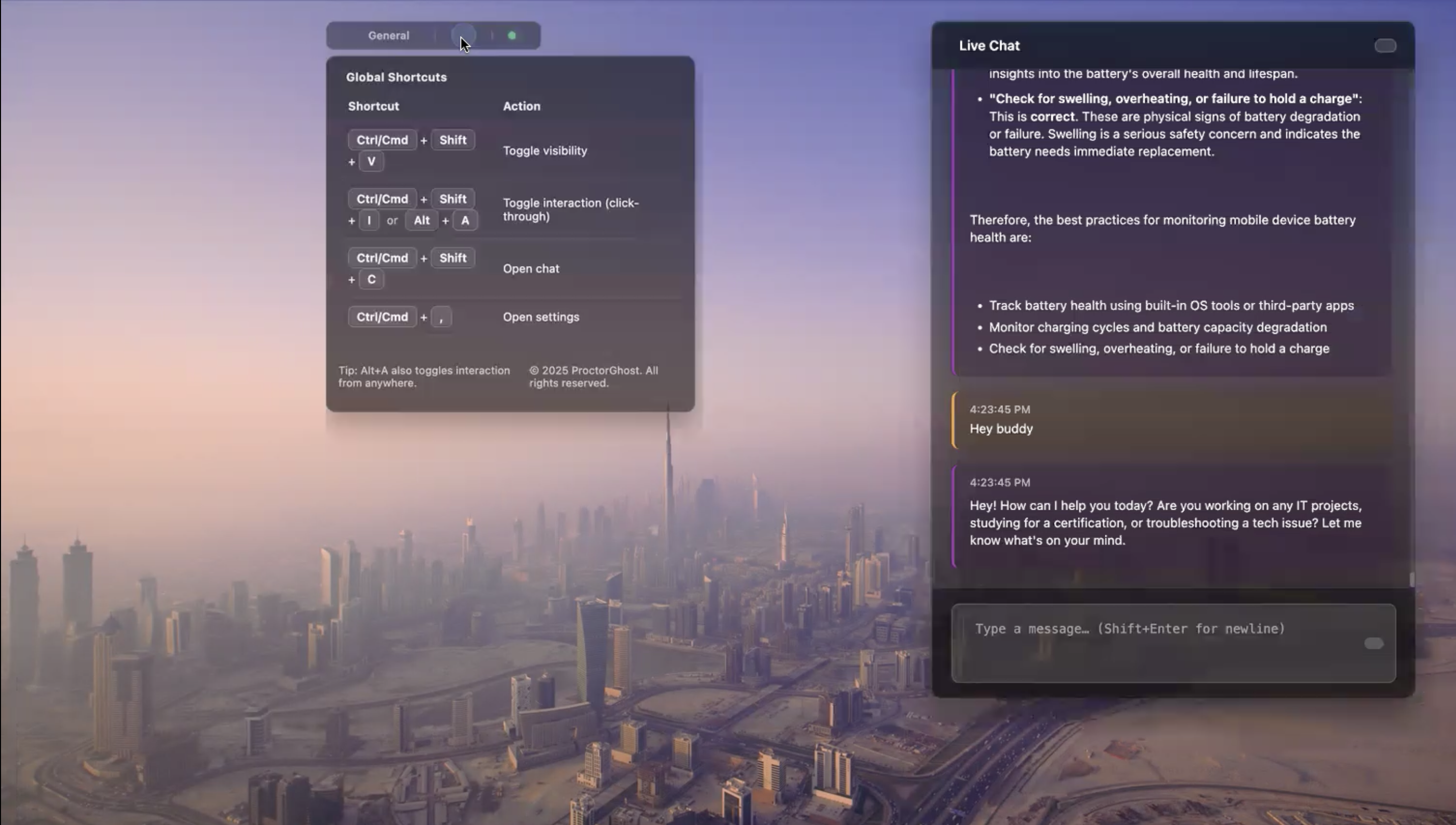 AI Chat and Keyboard Shortcuts
